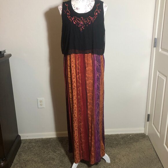 Vintage Boho Maxi Dress with Embroidered Top - Picture 1 of 5